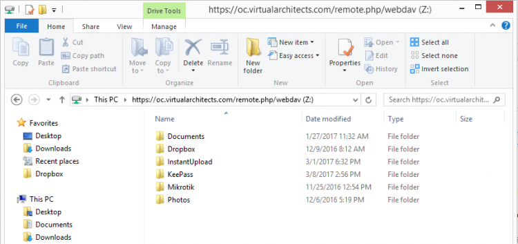 Example Contents of Mapped Drive