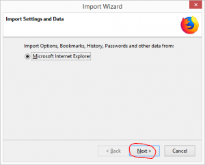 Import from IE