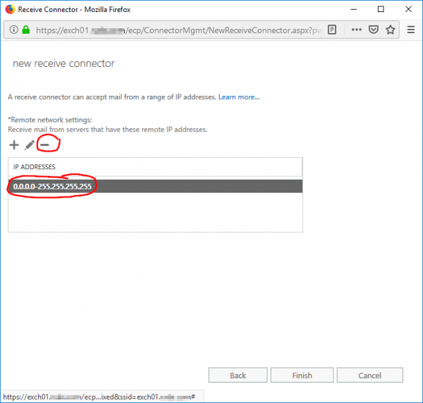 Delete the default range of permitted IPs