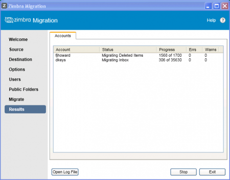 Zimbra Migration Wizard #2