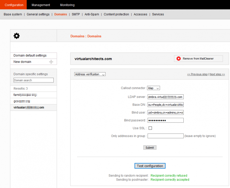 LDAP Address Verification