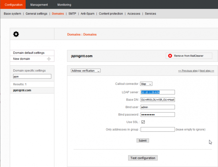 LDAP Address Verification to Exchange