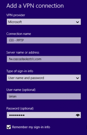 Windows 8.1 PPTP Connection