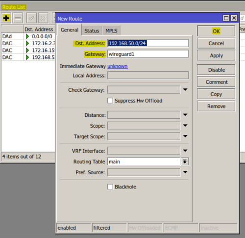 Add a Static Route for Remote Subnet