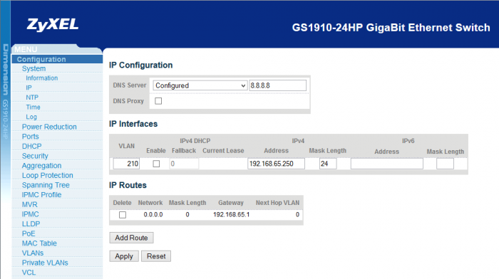 Client VLAN Management IP Example