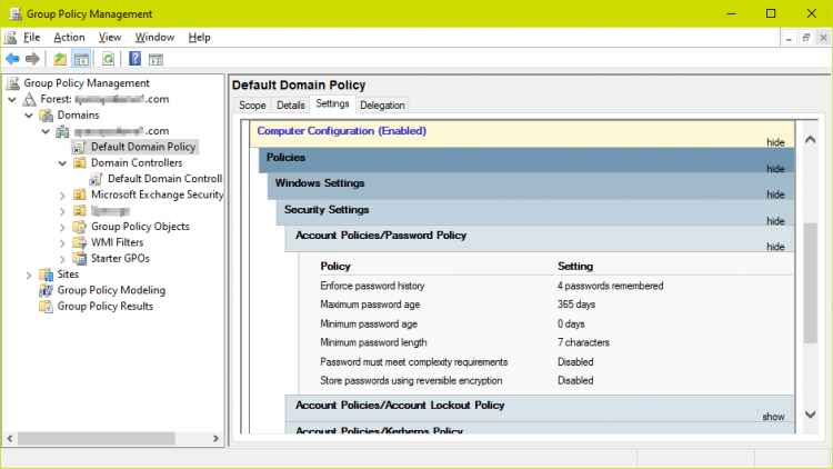 Default Domain Password Policy