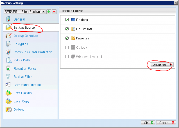 Backup Source (Advanced)
