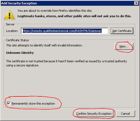 Add the Security Exception