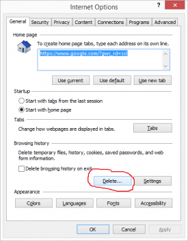 Internet Explorer General Options