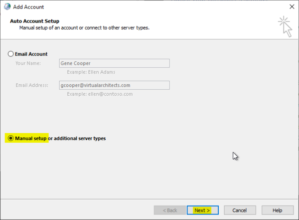 Choose Manual Setup