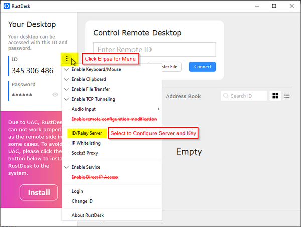 Configure Installed RustDesk