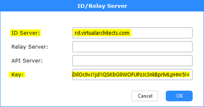 Enter Server Hostname and Public Key