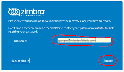 Enter your Zimbra E-Mail Address