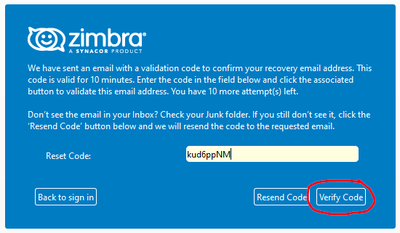Enter the Code Sent to your Recovery E-Mail Address