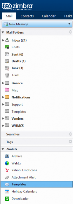 Zimbra Templates Zimlet