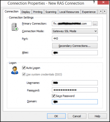 RAS Connection Properties