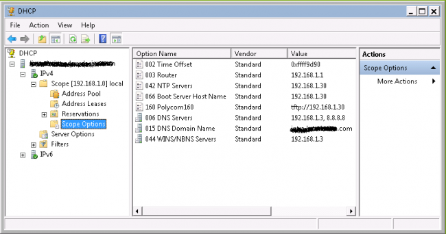 Windows DHCP Options for Phones