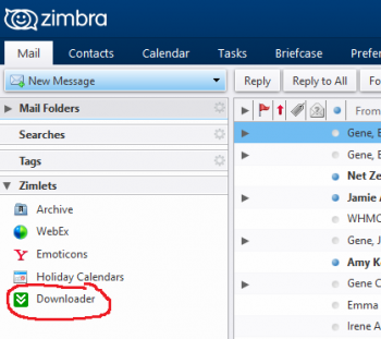 Expose the Downloader Zimlet Icon