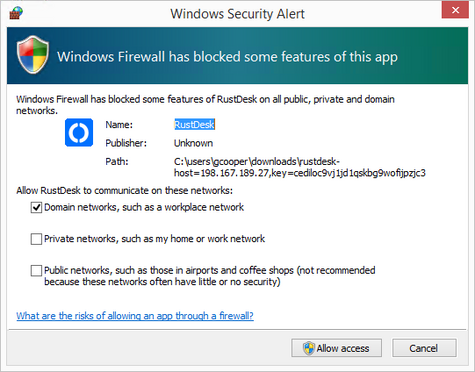 Prompt to Adjust Windows Firewall