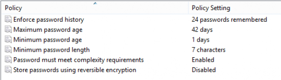 Windows Default Password Policy
