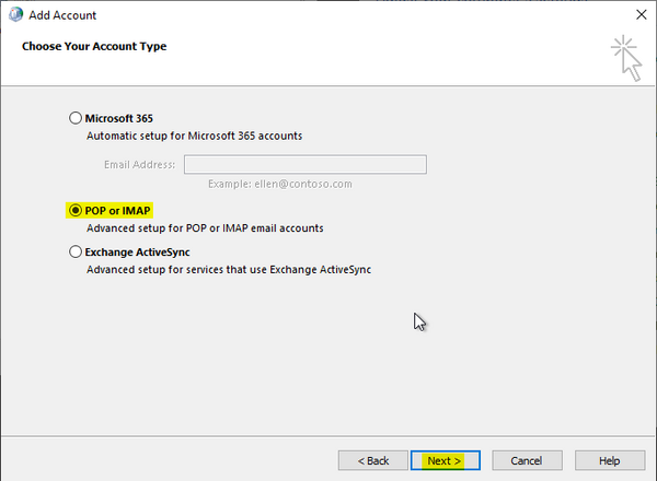 Choose IMAP Account Type
