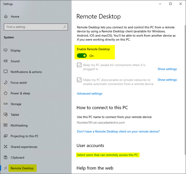 Enable RDP on Remote PC
