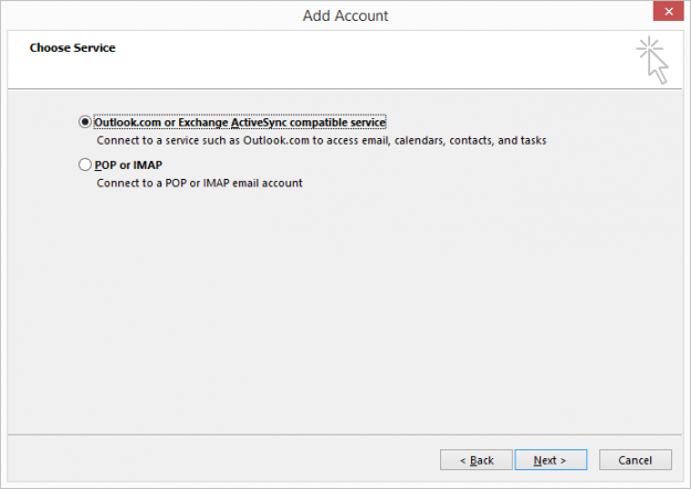 Outlook 2016 Add Account - ActiveSync