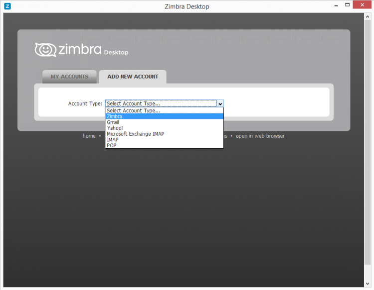  ZD - Add Zimbra Account Type